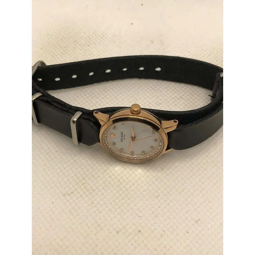 Kate Spade KSW1265 Women's Black Leather Analog Dial Quartz Genuine Watch KS363